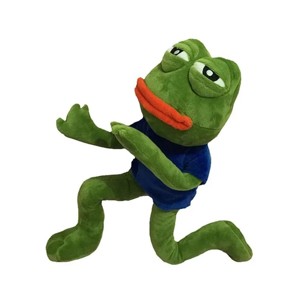 COTSRGT 45cm Sad Frog Plush Toy Soft Stuffed Animal Pillow Magic Expression Pepe The Sad Frog Animal Plush Doll Birthday Gifts For Kids,Blue-45cm