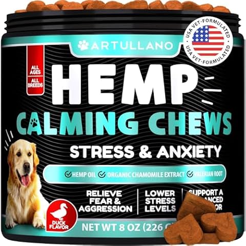 Artullano Hemp Calming Chews for Dogs - Advanced Dog Calming Chews - Anxiety Relief Treats - Dog Anxiety Relief - Health and Wellness Supplements for Dogs - Hip and Joint Support - 120 Chews Cover