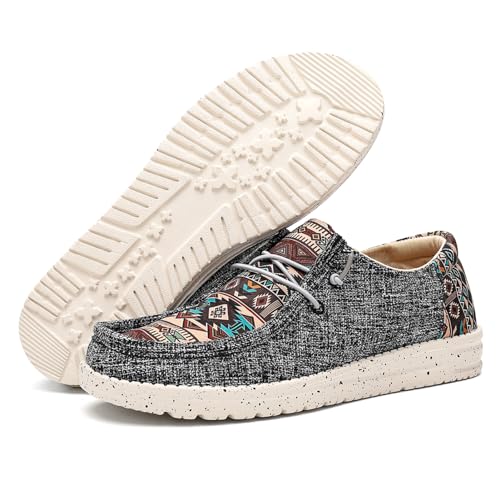 Image of Tongzone Women's Wide Slip On Loafer Walking Shoes Canvas Lightweight Arch Support Sneakers