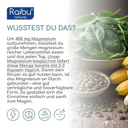 Magnesiumbisglycinat Kapseln - 450 mg elementares Magnesium pro Tag - 240 Kapseln, hochdosiert - hohe Bioverfügbarkeit & Premium chelatiertes Magnesium - 100% vegan, bis zu 4 Monate Vorrat – Bild 5