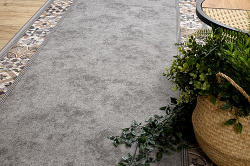 Alfombra por metros Murcia azulejos Lisboa con base de goma protectora gris de 100 cm 7