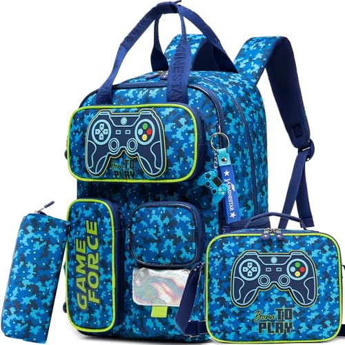 MYHSBYO Mochilas escolares para meninas, meninos, crianças, mochila escolar para estudantes do ensino fundamental de 6 a 8 anos, Jogo B