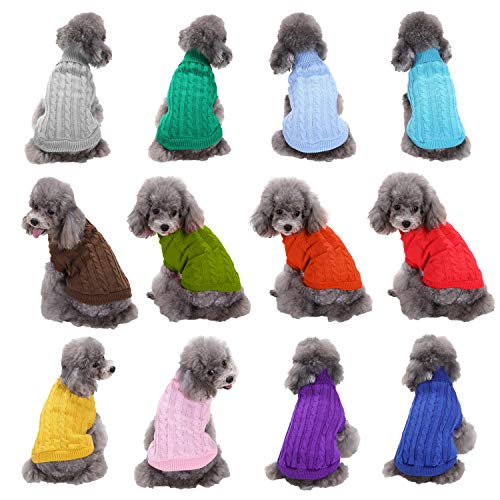Image of Dog Sweater Soft Warm Turtleneck Knitted Clothes for Small Medium Large Pet | Comfy Wool Knit, Turtleneck & Classic Design, Easy on /off, Warm Winter Girls Boys Dogs Christmas Sweaters, Light Blue, XXL