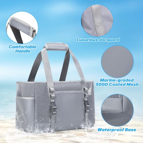 Yarwo Swim Bag for Swimmers, XL Beach Tote Bag with Wet Dry Pockets and Water-Resistant Bottom for Beach Vacation Essentials4