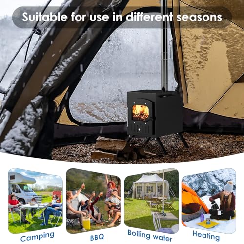 HOPUBUY Portable Wood Burning Stove, Outdoor Tent Stove with 7 Section