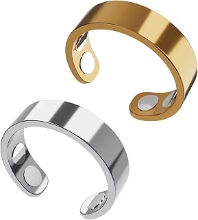 2Pcs Stainless Steel Rings for Women Open Adjustable Stainless Steel Ring Copper Tensor Ring Jewelry Gifts