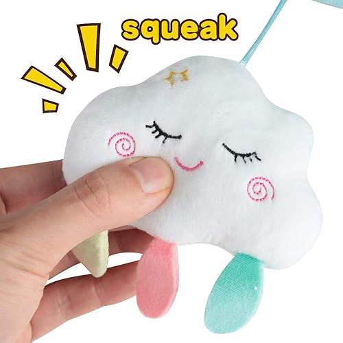 Miniatura 6 de Cochecito de bebé móvil de juguete para empacar y jugar, juguetes de mango de techo de coche con sonajero suave para 0 meses + (cielo)