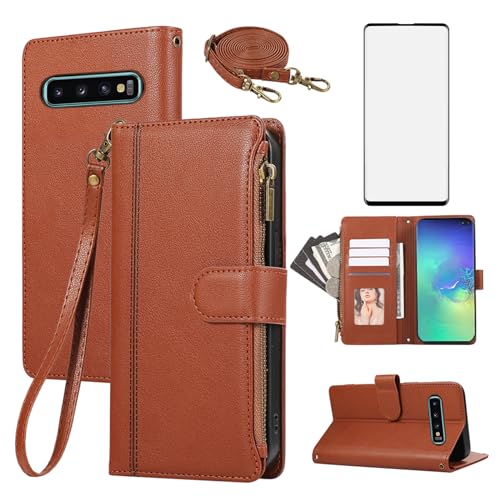 Housse en cuir pour Samsung S10 Plus avec finitions soignées et porte-monnaie