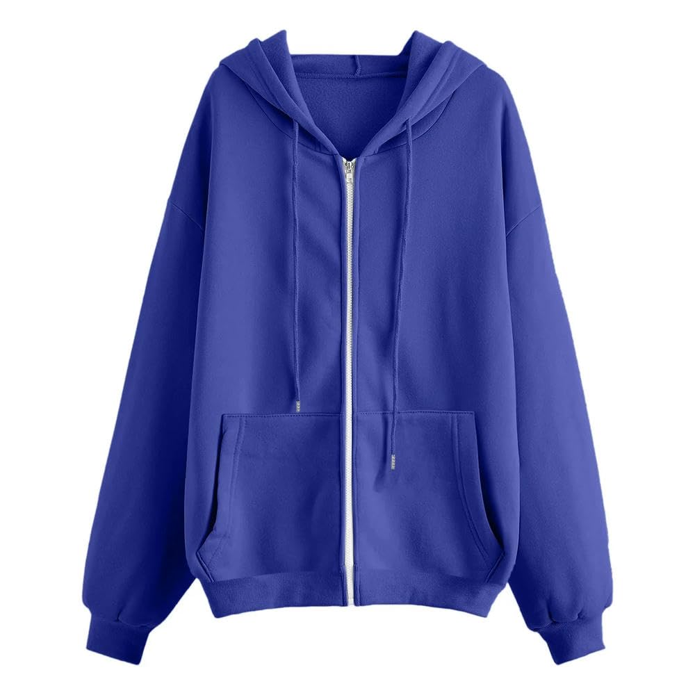 ZBDZSW Damskie Bluzy Z Kapturem Na Zamek Błyskawiczny Casual Jednolity Kolor Oversized Bluza Z Kapturem Jesień Długi Rękaw Bluza Z Kapturem Ubrania Y2K Jesienny Strój