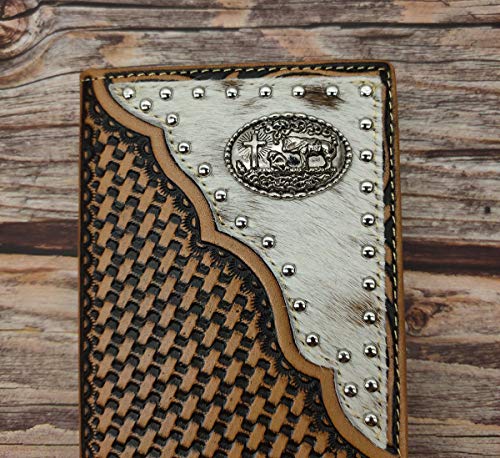 Janhooya Western Cowboy Wallet for Men Rodeo Wallet Genuine Leather Long Bifold Wallet (Fur May Vary)4