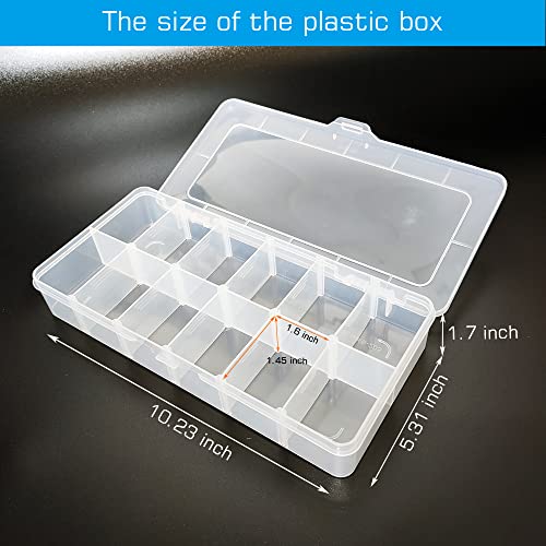 Image of Clear Organizer Box,12 Grids Organizer Box with Removable Dividers for Jewelry,Bead Storage Organizer Box,Plastic Compartment Container for Tool Tackle Box