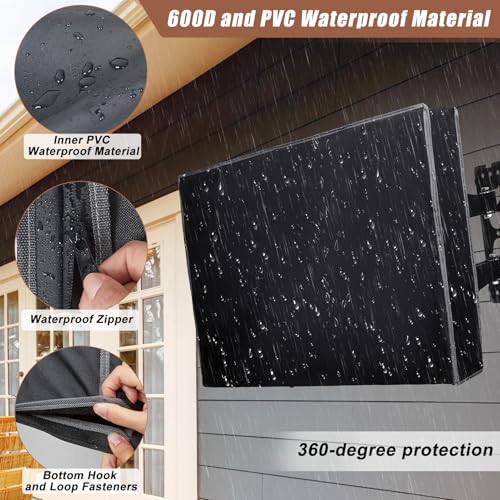Basumee Outdoor TV Cover 40 to 43 inch Waterproof Weatherproof TV Cover for Outside Half-covered Front with Double Waterproof Zipper 600D Thick Fabric TV Enclosure Protectors For Outdoors, Black - image 4