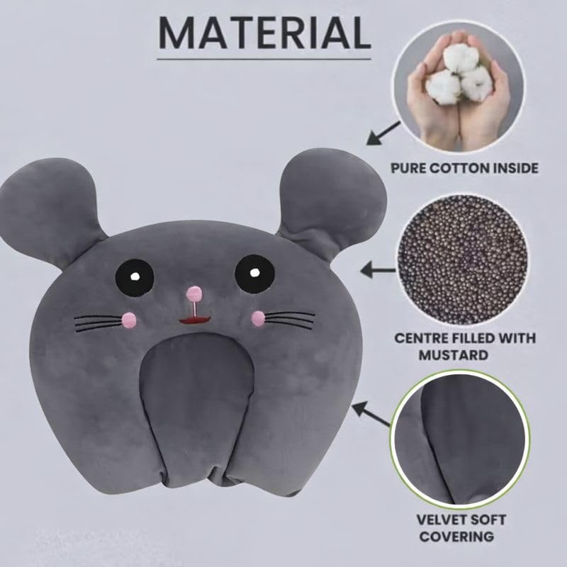 Image of Baby Pillow Combo Set for Newborns & Infants | Toddler Pillow Head Support Cushions with Plush Side Rollers for 0-12 Months