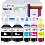 BAISINE 104 Inchiostro Compatibile con Epson 104 102 Inchiostro multipack per Epson Ecotank ET-2870 ET-2862 ET-2851 ET-4800 ET-2850 ET-15000 ET-1810 ET-2710 ET-2720 ET-2810 ET-2820 ET-2860 ET-3850