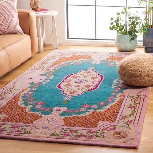 SAFAVIEH Bellagio Collection Area Rug - 6' x 9', Blue & Pink, Han...