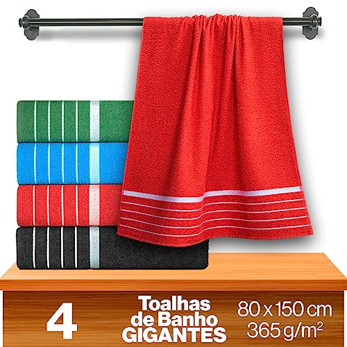 Kit 4 Toalhas De Banho - Gigante - Banhão 80 X 150 - Soft Max (Sortida)