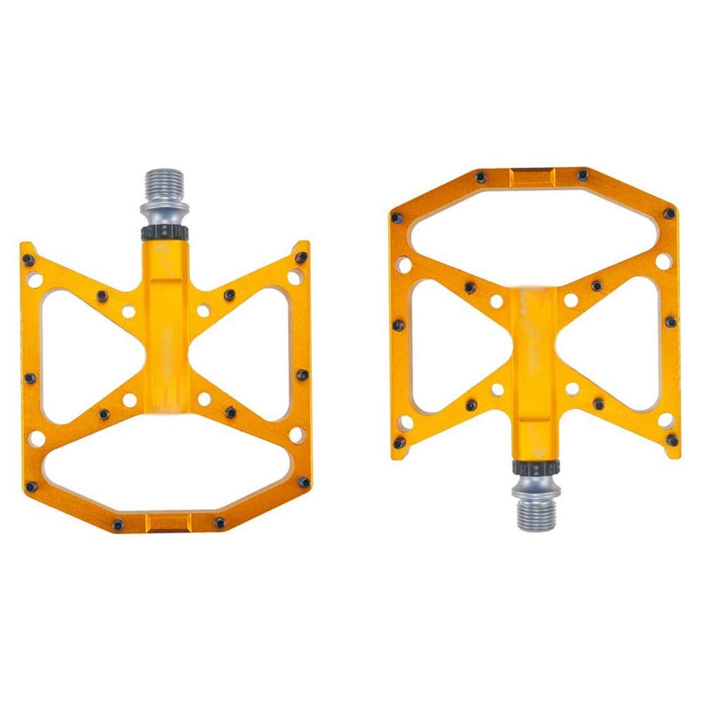 Pédales de vélo 9/16" en alliage d'aluminium jaune MU pour route et VTT