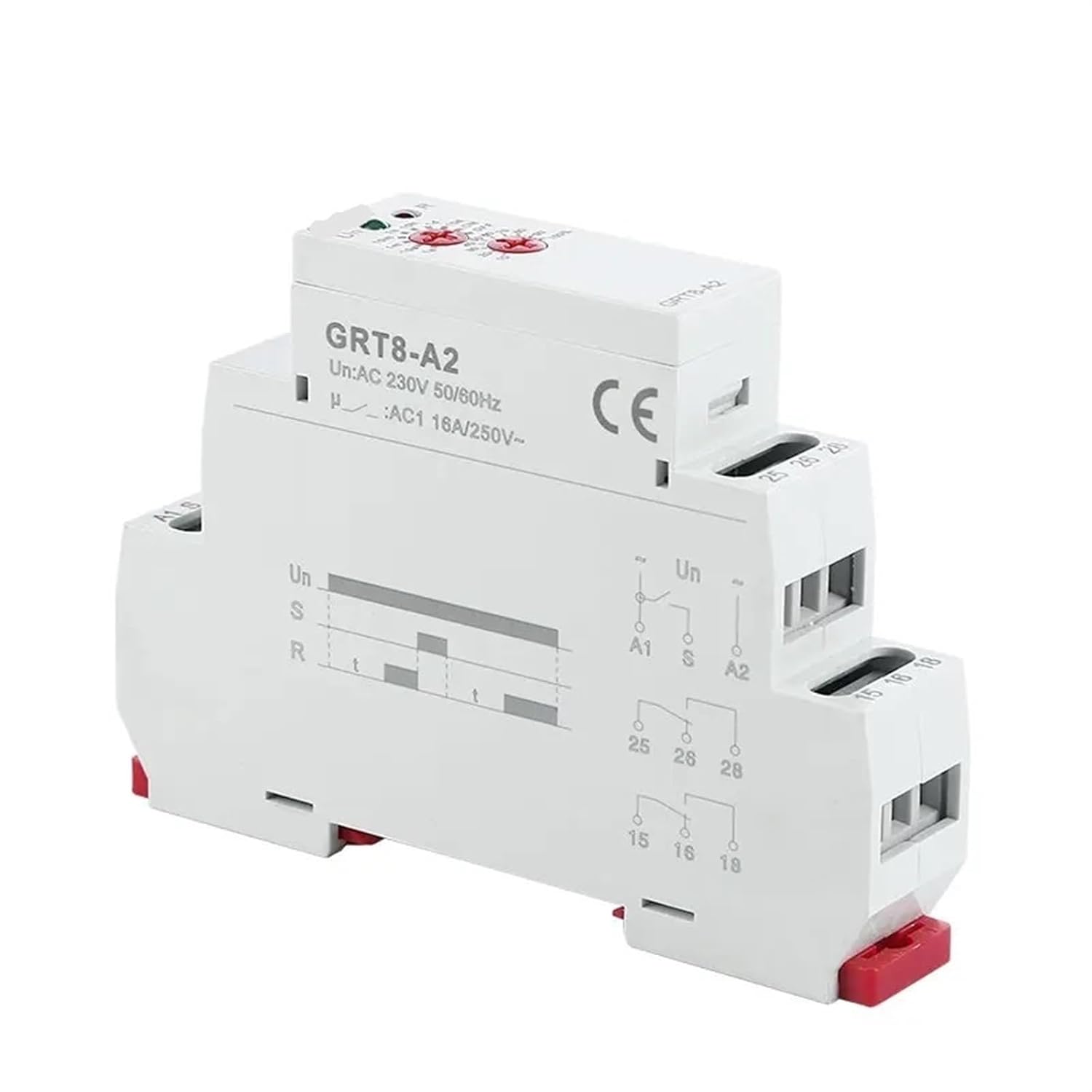 GRT8-A Electronic 16A SPDT ON Delay Timer Relay Time Relay 12V 24V 220V DIN Rail Type AC230V OR AC/DC12-240V 1Pcs(GRT8-A1-AC230V)