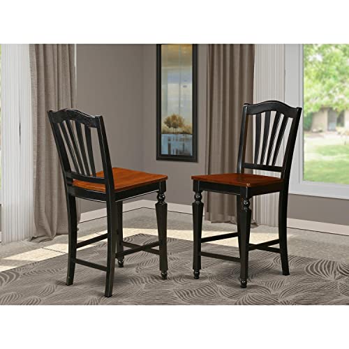 East-West-Furniture-CHS-BLK-W-Chelsea-Counter-Height-Barstools-Slat-Back-Wooden-Seat-Chairs-Set-of-2-Black-Cherry East West Furniture CHS BLK W Chelsea Counter Height Barstools Slat Back Wooden Seat Chairs Set of 2 Black Cherry