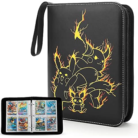 Protective Folder Card Case Compatible with Pokemon Trading Card Folder 400 Cards Album Cards Waterproof Storage Game (Yellow) Cover