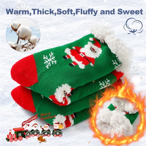 BISOUSOX Slipper Socks for Women Christmas Fluffy Socks Warm Soft Thermal Socks Non Slip Winter Novelty Socks Christmas Socks Gift for Mother Girlfriend 4-7 - Image 3