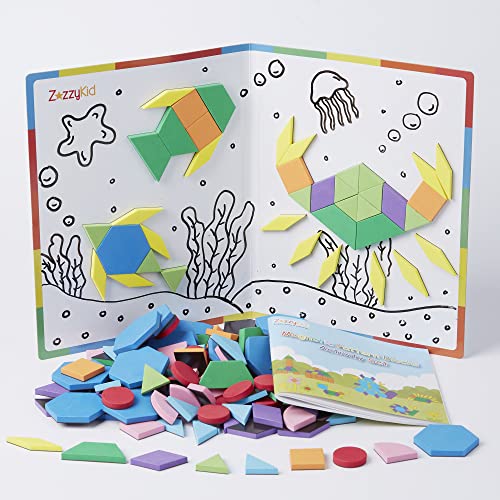 ZazzyKid Geometrische Puzzle Magnete for Kinder: 216 PCS Form Puzzles Tangram - STEM Cover