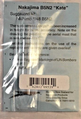Squadron Products B5N Kate Vacuform Canopy