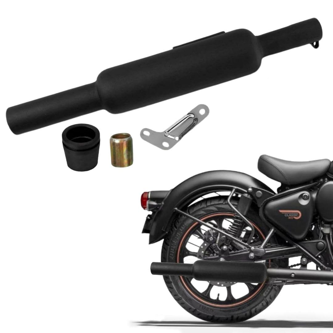 Short Punjab Silencer Free Flow For For Loud Sound For Royal Enfield Classic Reborn 350cc, Bullet 2023 350cc, Meteor 350cc (Small Mouth, Black)-image-15