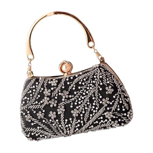 Pochette de soirée chic avec perles et sangle amovible pour cocktail