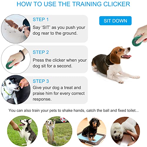 Image of Diyife Dog Clicker, [2 PCS,Green&Pink] Pet Training Clicker with Wrist Strap for Dog Cat Horse