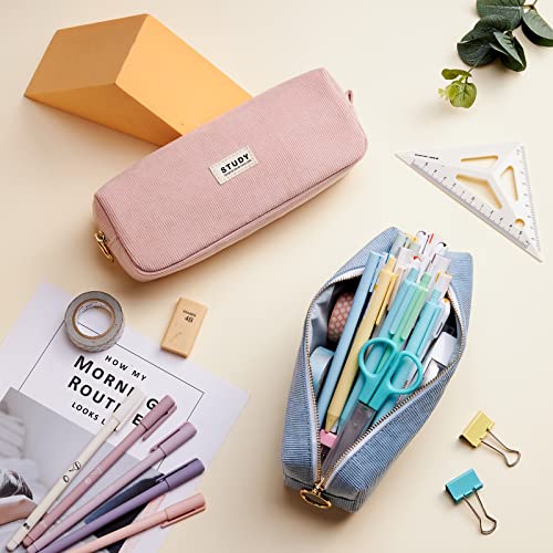 KALIDI Corduroy Pencil Case Large Pen Bag Stationery Pouch for Teenage Boys Girls School College (Green), 20.5 cm x 6 cm x 8.5 cm - Image 4