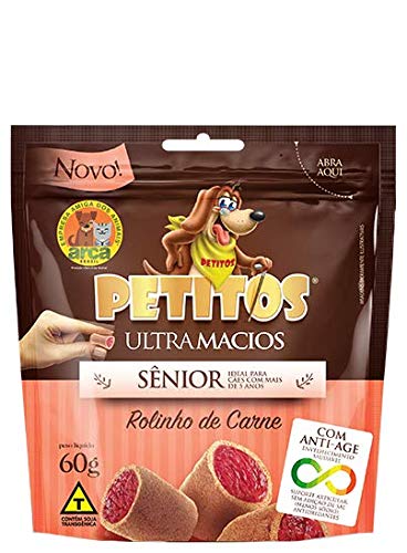 Rolinho de Carne Senior Petitos Petitos Raça Idosos, Sabor Carne 60 G