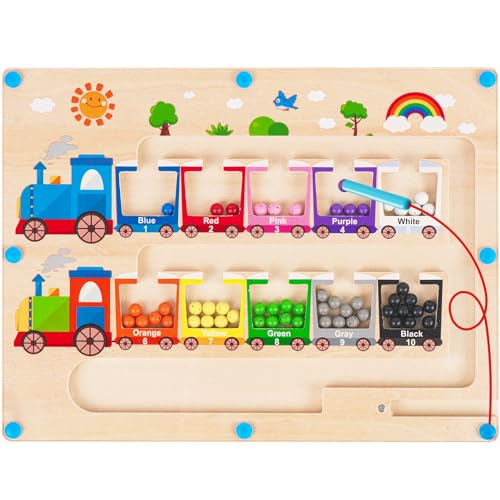 Montessori Spielzeug Magnetspiel Labyrinth ab 2 3 4 5 Jahre, Holzspielzeug...