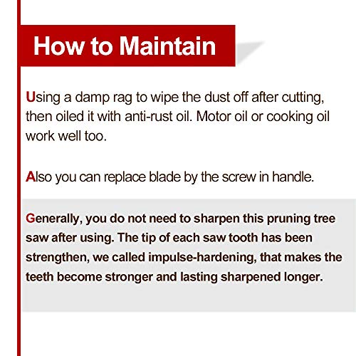 Pruning Saw with Sheath for Trimming Trees Branches Wood Bone PVC Plants Shrubs, Large Sharp 15.2" Hand Saw with Scabbard, Japanese Blade, Smoother Clean Cut, Safety Lock, Non Slip Handle(Red) - Thumbnail 3