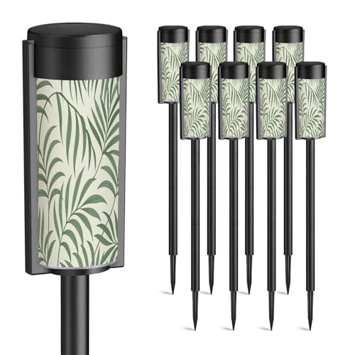 8 Pack Solar Pathway Lights Outdoor Waterproof Floral seamless green