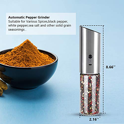 Electric Pepper Grinder Rechargeable Salt Grinder or Pepper Mill, High Capacity Refillable, Adjustable Coarseness