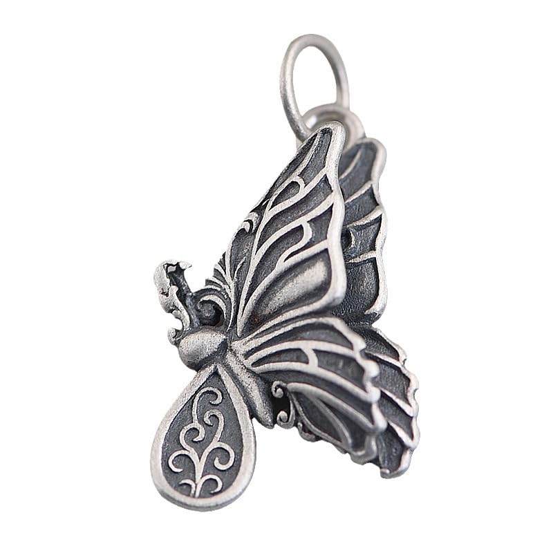 Collier pendentif en argent sterling 925 femmes avec sautoir papillon rétro