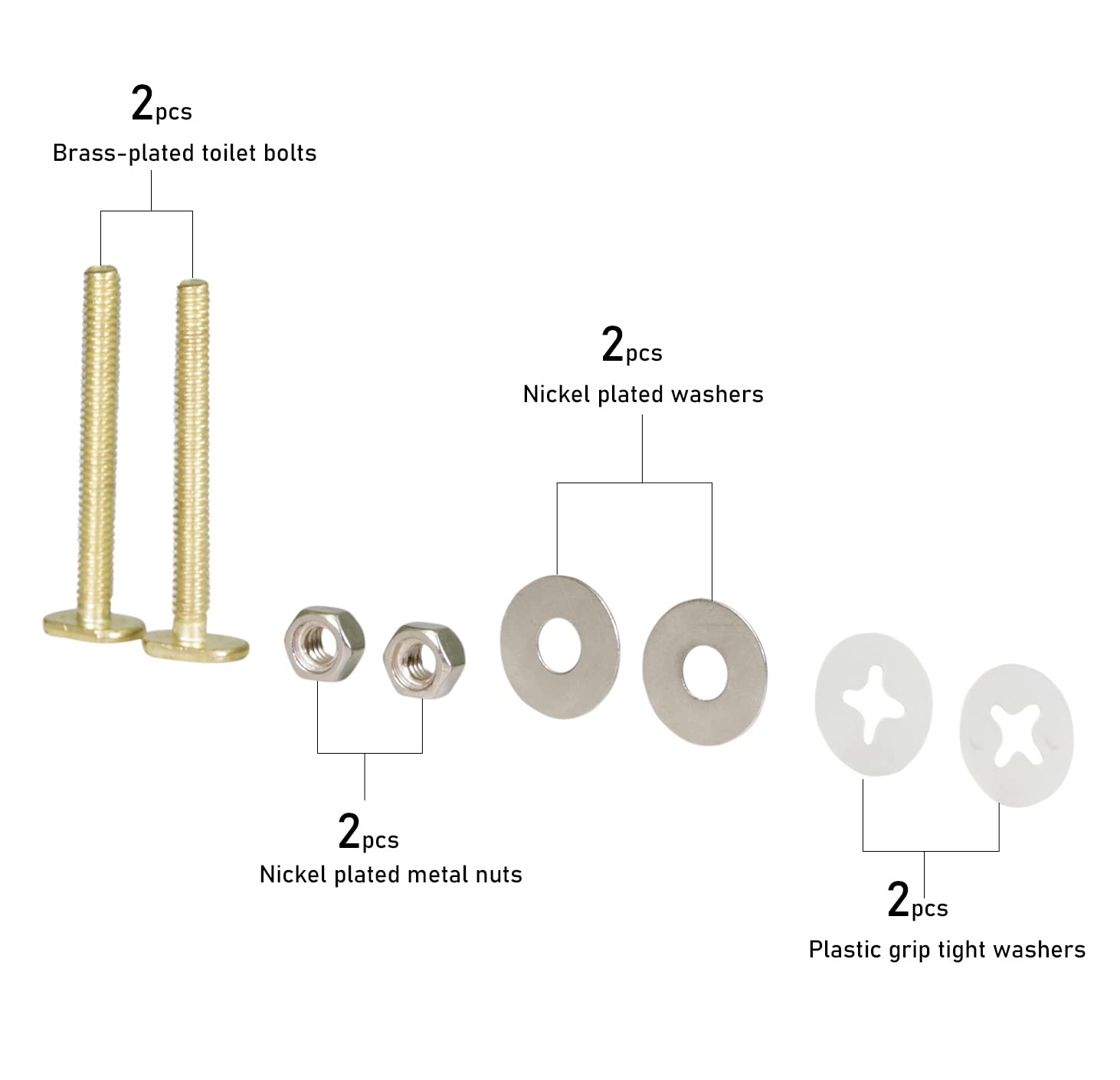 Raven KCDC-36436 Brass Plated Closet Bolts with Nuts and Washers