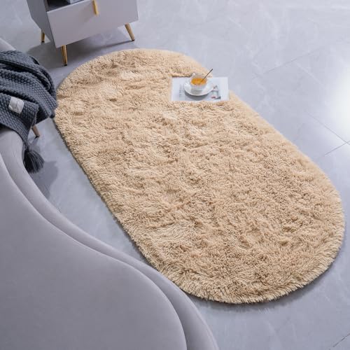 Tapete Ovalado Beige para Dormitorio 2.6 x 5.3 pies miniatura 3