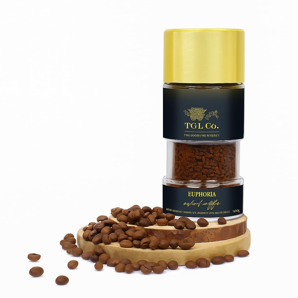 TGL Euphoria Instant Coffee Powder (100 gm) | Premium Blend of Classic Arabica & Robusta Coffee Beans | Hot & Cold Coffee | Rich & Smooth taste | Espresso, Latte & Cappuccino TGL Euphoria Instant Coffee Powder (100 gm) | Premium Blend of Classic Arabica & Robusta Coffee Beans | Hot & Cold Coffee | Rich & Smooth taste | Espresso, Latte & Cappuccino