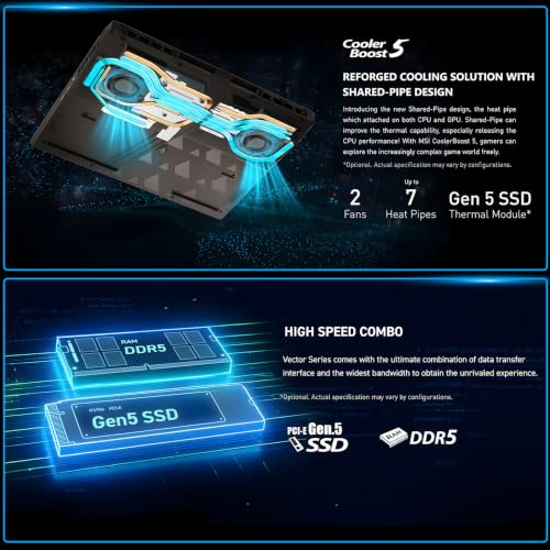 Image of MSI Vector 16 Gaming Laptop NVIDIA RTX 5070Ti 32GB RAM 2TB Intel Ultra 7