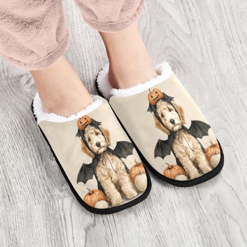 Halloween Puppy Pumpkin Orange Slippers For Women Men Soft Memory Foam Non-Slip Hallowmas Winter Indoor House Shoes Travel Slipper4