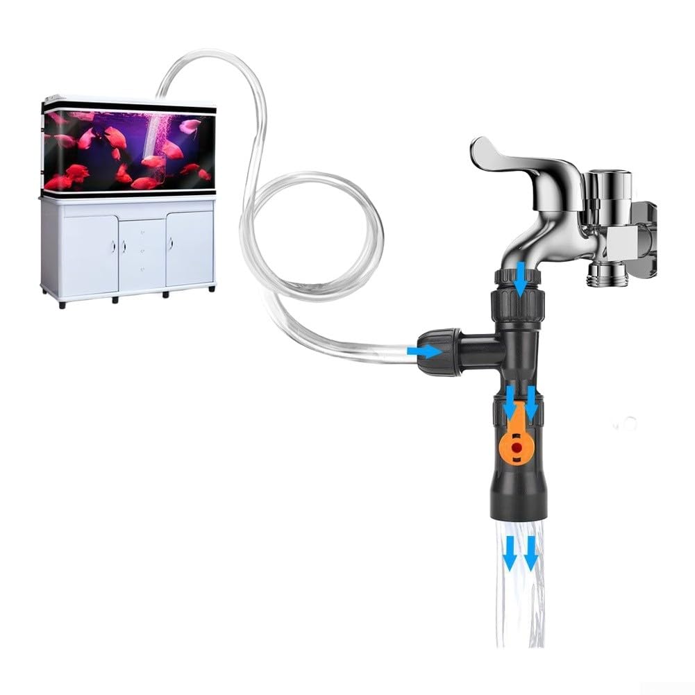 Changeur d'eau pour aquarium avec aspirateur à gravier et connecteur de robinet, convient pour le nettoyage d'aquarium et le remplacement facile de l'eau, compatible avec les tailles de robinet