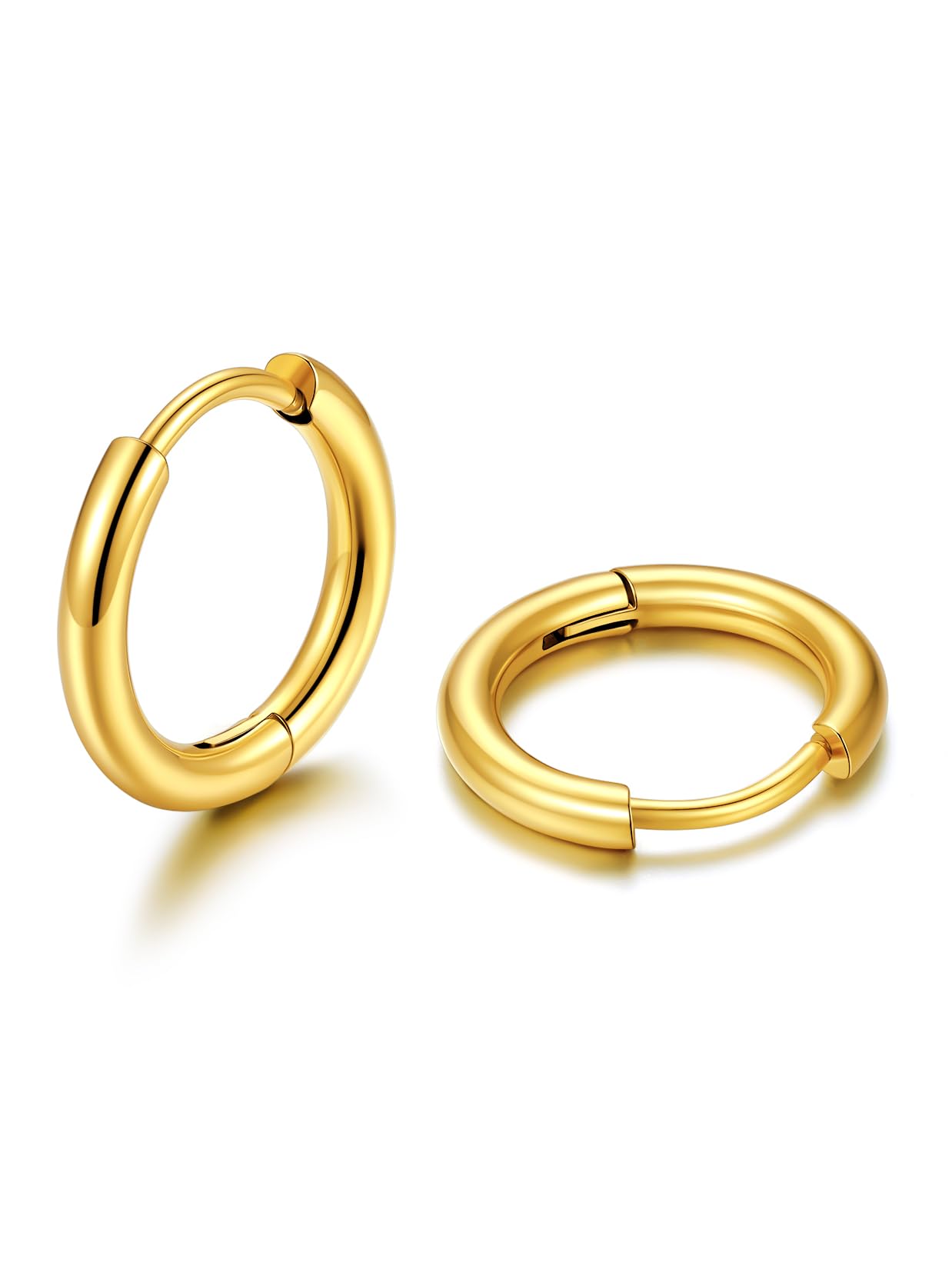 U7 Huggie Creolen für Damen Herren mini Hoop Ohrringe 8/10 / 12/14 /16 mm Chunky kleine Kreolen Edelstahl Ohrschmuck Accessoire
