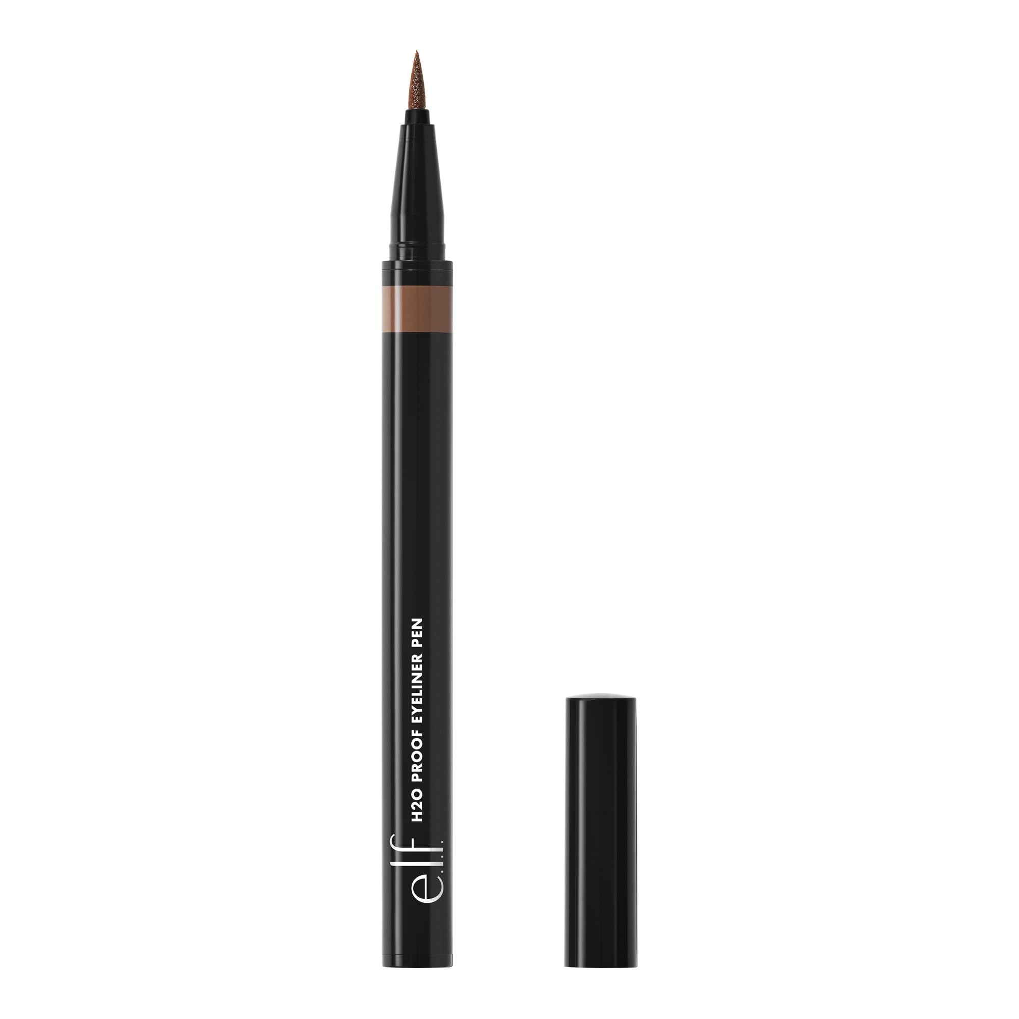 e.l.f. H2O Proof Eyeliner Pen, wasserfester Filz-Eyeliner mit intensiver Farbabgabe für auffällige Looks, vegan und tierversuchsfrei, Deep Brown