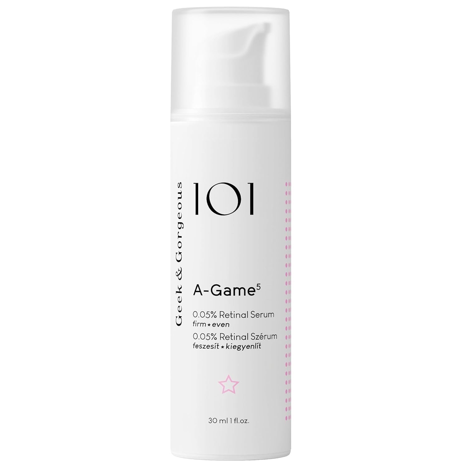 Geek & Gorgeous A-game 5-0.05% Retinal serum - silky, light with medium-strength retinal, anti-aging - all skin types, especially combination & oily skin, 30ml