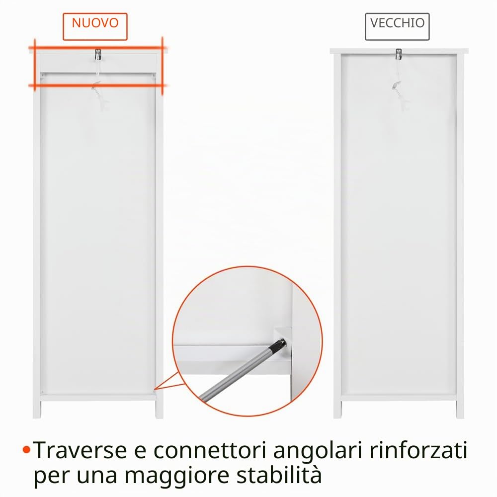 Yaheetech Mobile da Bagno Cassettiera con 4 Cassetti Armadio Autoportante Mobiletto Ausiliario Bagno Salvaspazio 30 x 30 x 82 cm Bianco