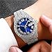 HUNRUY Hip Hop Watches for Men Iced-Out Bling Diamond Luxury Quartz Watches with Date (42mm Silver Blue)