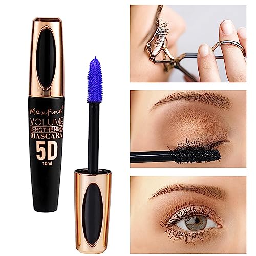 Blue Mascara Waterproof 4d Silk Fiber Lash Mascara, Long-lasting No Smudge and Clump Telescopic Mascara, Lengthening Thick Volumizing for Party Stage Use - Image 5
