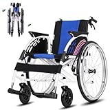 Lightweight Wheelchairs for Adults with Handbrakes, Transport Chairs Folding with With Swing Away Footrests And Flip-Back Arms, Compact Portable Sports Wheelchair 350Lbs Foldable, 16.5